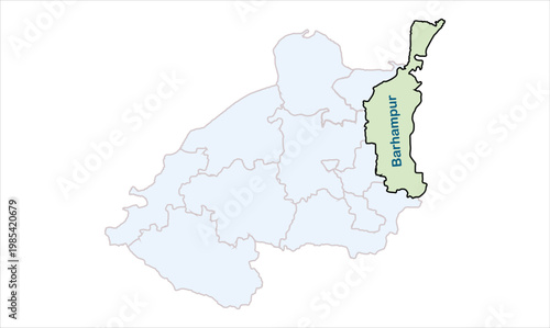 Tableau sur toile High reg of Barhampur map high quality professional illustration image graphic s