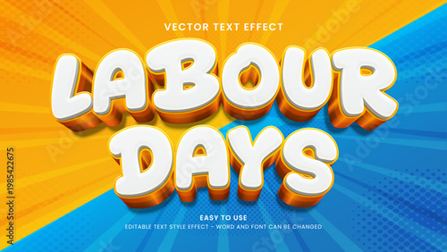 labour days editable text effect 3d vector