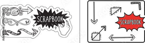 Scrapbook elements and arrows illustration
