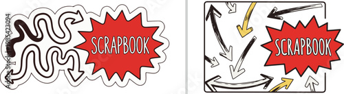 Scrapbook graphic with arrows and starburst element