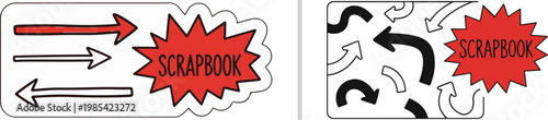 Scrapbook graphic elements with arrows and starburst shapes