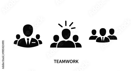 Teamwork concept featuring a group of people black silhouette