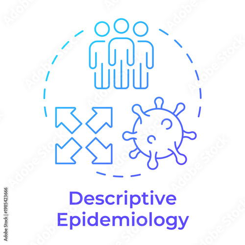 Descriptive epidemiology blue gradient concept icon. Demographic factors, public health. Round shape line illustration. Abstract idea. Graphic design. Easy to use in presentation, booklet