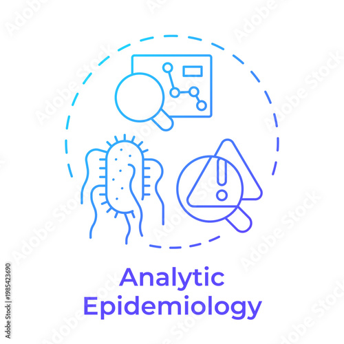 Analytic epidemiology blue gradient concept icon. Statistical analysis, risk measurement. Round shape line illustration. Abstract idea. Graphic design. Easy to use in presentation, booklet