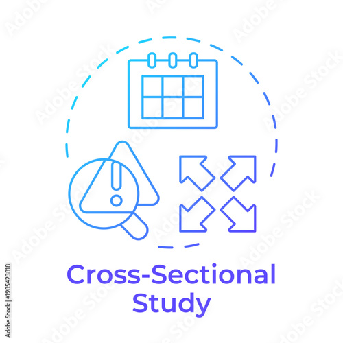 Cross sectional study blue gradient concept icon. Schedule planning, time management. Monthly calendar. Round shape line illustration. Abstract idea. Graphic design. Easy to use in presentation