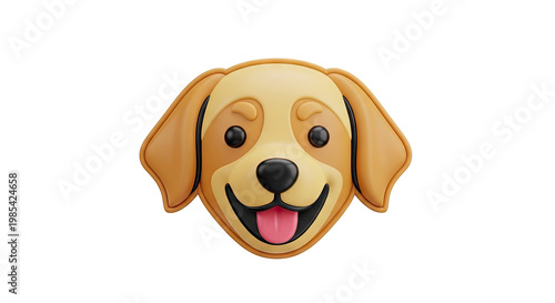Happy 3D Golden Retriever Emoji