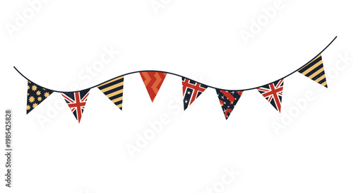 Decorative bunting with union jack flags for celebration or party