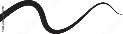 Black, wavy line, abstract vector curve, minimalist design element, simple illustration