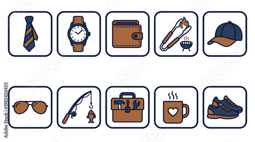 Set of casual accessories and items for outdoor activities and travel