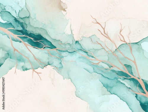 Watercolor river delta pattern with soft branching channels