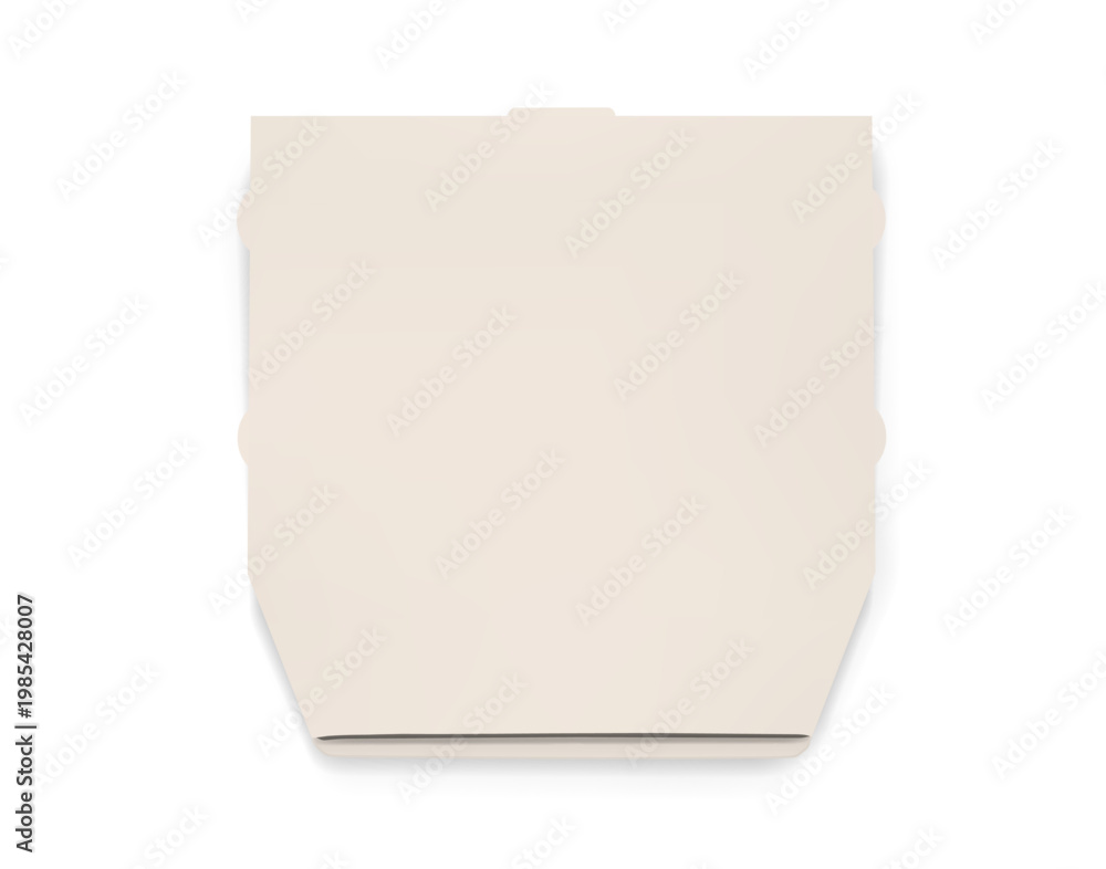Fototapeta premium Photorealistic ivory closed paper cardboard pizza box mockup isolated on transparent background. Food delivery degradable package. Vector PNG