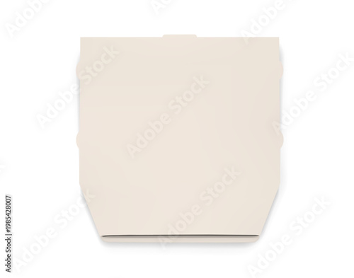 Photorealistic ivory closed paper cardboard pizza box mockup isolated on transparent background. Food delivery degradable package. Vector PNG