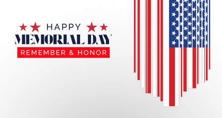 Happy Memorial Day Celebration Background with United States Flag Design