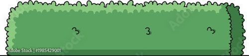 A simple illustration of a green hedge with three numbers '3' evenly spaced across its surface