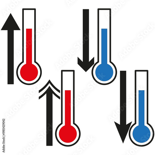 Temperature set icon. Climate change symbol. Thermal Vector meter. Rising falling level. Manual vector only. No autotrace used.