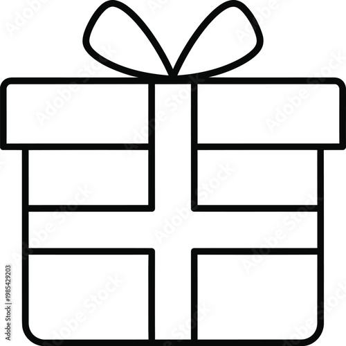 A simple line drawing of a gift box on transparent background