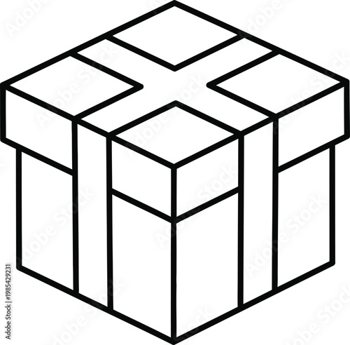A simple line drawing of a wrapped gift box on transparent background