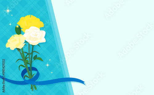 花束とリボンの父の日ギフトのテンプレート_文字なし_横