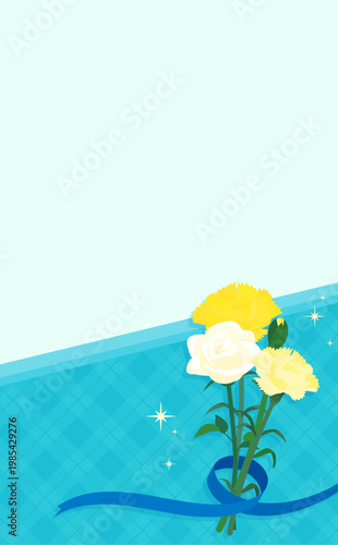 花束とリボンの父の日ギフトのテンプレート_文字なし_縦