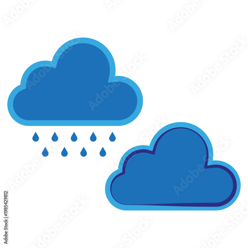Cloud rain set. Weather forecast Vector. Blue sky symbol. Storm water icon. Manual vector only. No autotrace used.