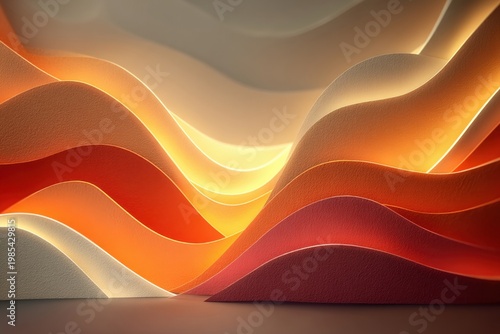 Neutral paper cut background with gentle flowing curved layers