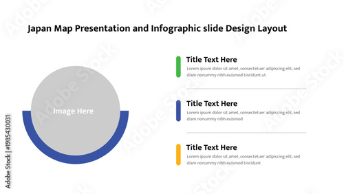 Circular infographic for Japan map presentation with text placeholders on white background