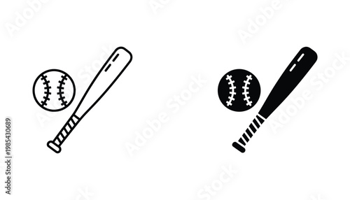 Baseball Bat Ball Sport Equipment Icon Game