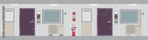 マンションの廊下をイメージしたイラスト素材