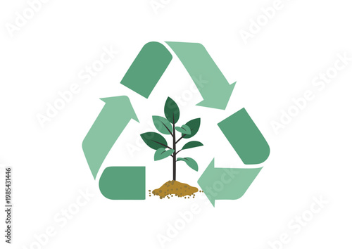 木とリサイクルマークのイラスト