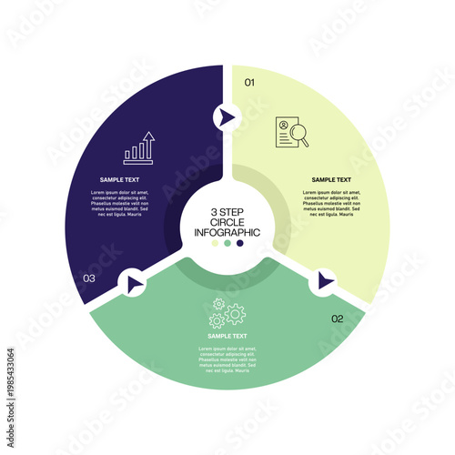 Vector circle arrows infographic, diagram, graph, presentation, chart. Business cycle concept with 3 options, parts, steps, processes. Info graphic data template. vector editable
