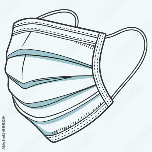 Blue disposable surgical face mask for hygiene and medical protection