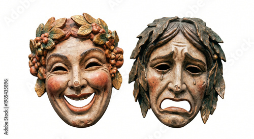 Comedy and Tragedy Theater Masks Representing Contrasting Emotions and Dramatic Art