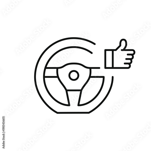 Car steering wheel and like symbol. Vehicle control, road safety and transport confidence. Pixel perfect, editable stroke vector icon