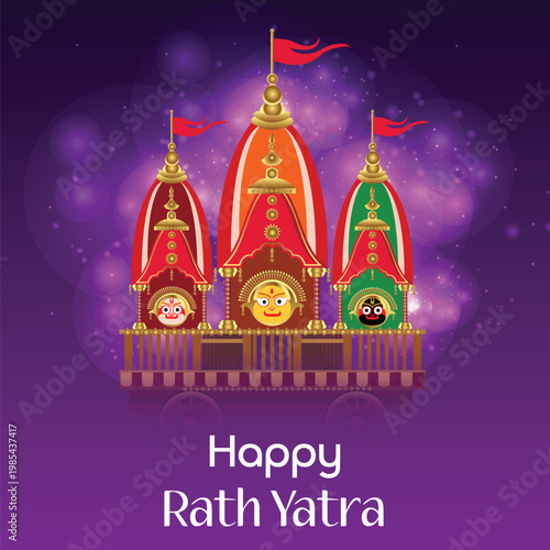 Happy Jagannath Rath Yatra Festival Illustration