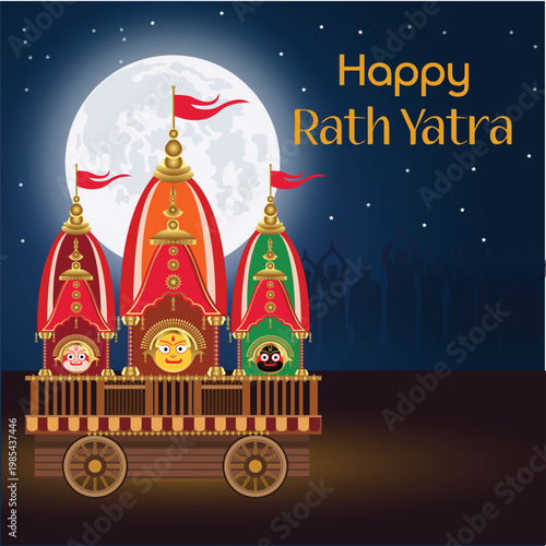 Happy Jagannath Rath Yatra Festival Illustration