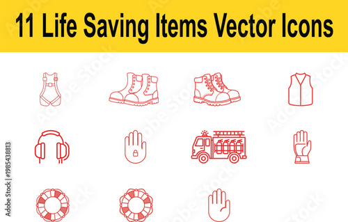 Saving items vector graphics with emergency icons