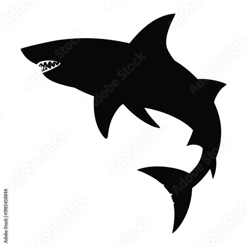Shark breaching Vector, Silhouette, Illustration