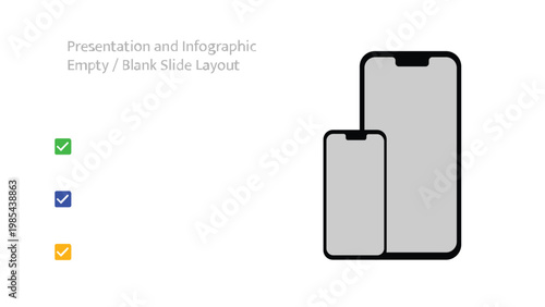 Two blank smartphone screens with checkmark icons representing selection or tasks