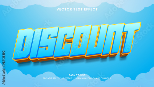 discount editable text effect 3d vector