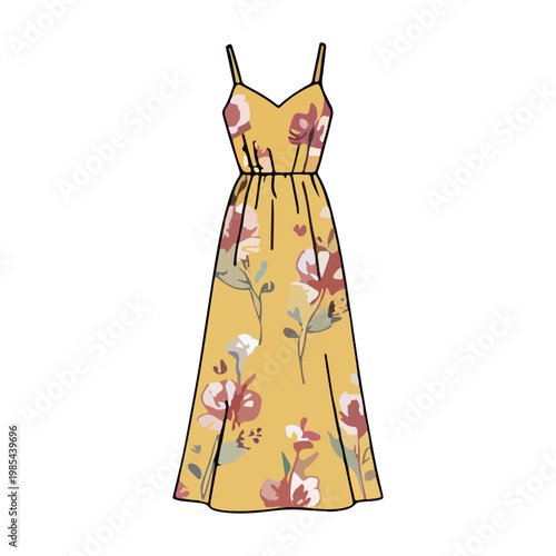 Yellow Floral Summer Maxi Dress