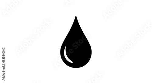 A simple black water drop icon on a clean white background