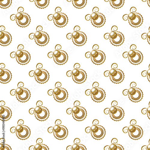 Seamless pattern of golden sheep ornaments for Eid al Adha celebrations isolated on transparent background