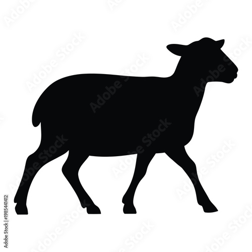Sheep walking Vector, Silhouette, Illustration