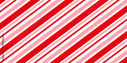 Candy cane Christmas background, peppermint diagonal stripes print seamless pattern