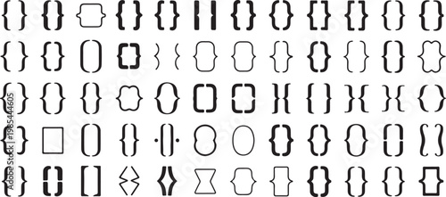 Brackets and braces collection featuring various curved curly square and decorative parenthesis styles for typography and coding.