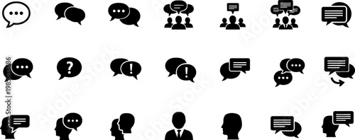 Human communication and chat bubble icon set