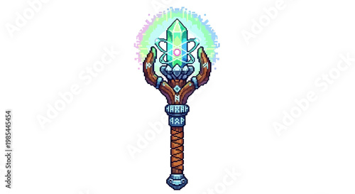 Magical Crystal Staff with Glowing Energy and Ornate Design.