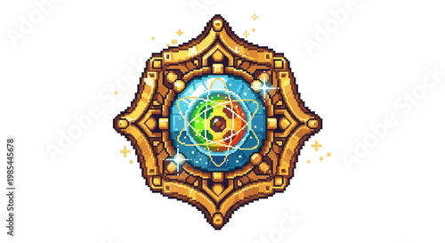 Magical Orb Emblem with Golden Ornate Frame.