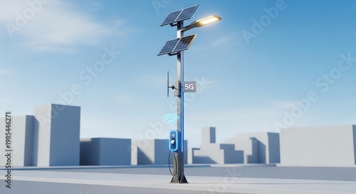 Innovative Solar-Powered Street Light with Wind Turbine for Sustainable Urban Lighting.
