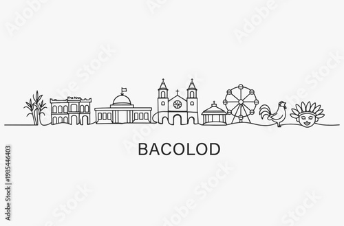 Flat Design one line without breaking the Bacolod city.